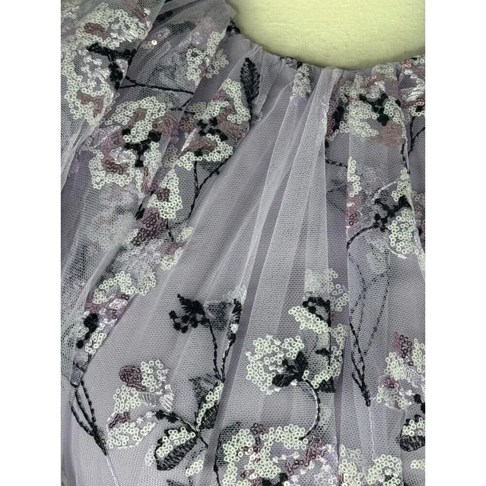 NWT ML Monique Lhuillier Floral Embroidered Mini Dress Size 4 Embellished Rare - Picture 10 of 16